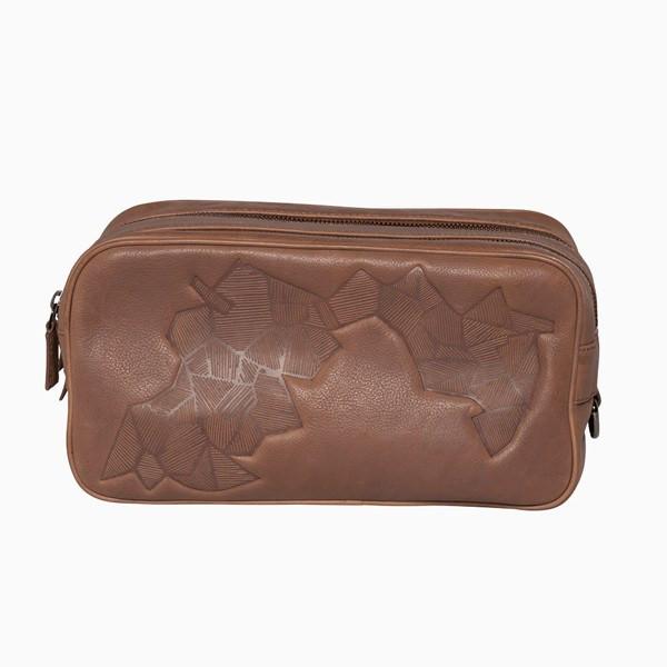 Toiletry Bag - Grafisk Men's Toiletry Bag - Mushroom Brown Leather
